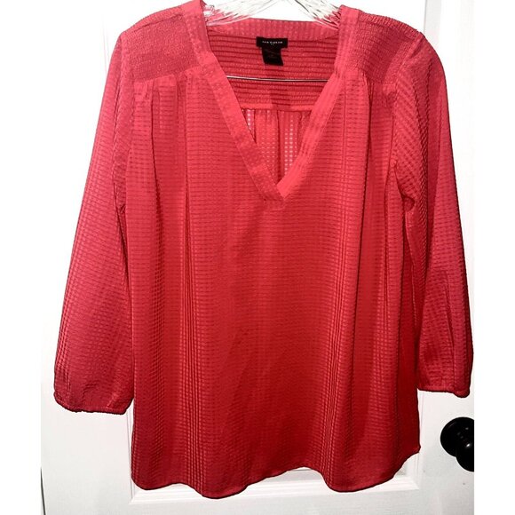 Ann Taylor Tops - Ann Taylor Pullover Top womens Sz Small V Neck Smocking at Shoulders Long Sleeve